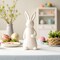 Spring Easter Bunny Figurine Decoration - White Ceramic Rabbit Statue, 7.2 Inches Height, One Pcs Easter Bunny Figurines for Table Centerpiece, Mantel, Shelf, Home Decor